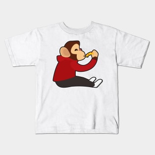 Monkey with Piece of Pizza Kids T-Shirt